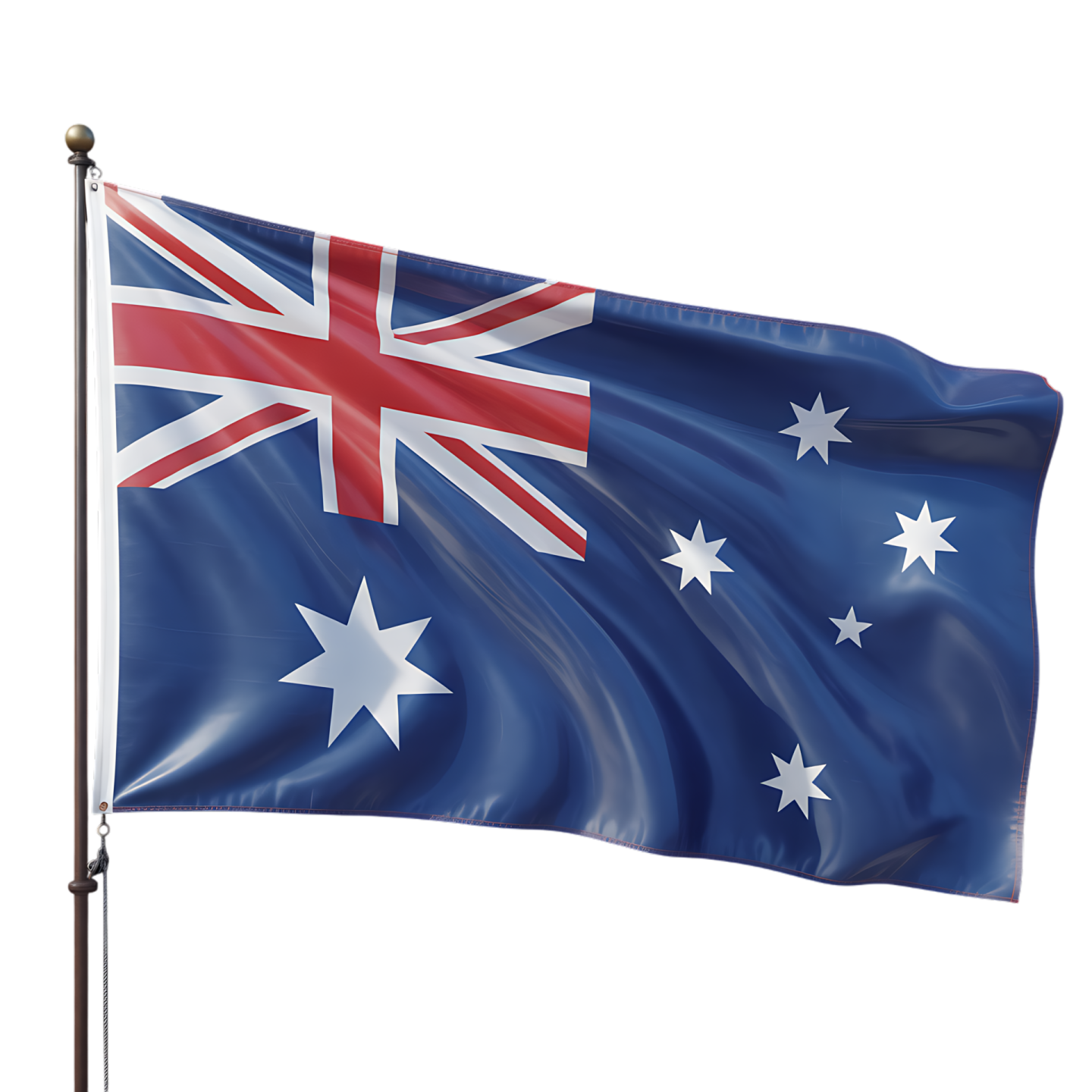 an australian flag flying in the wind