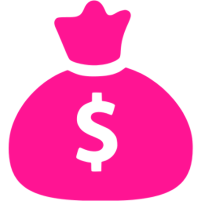a pink bag with a dollar sign on it