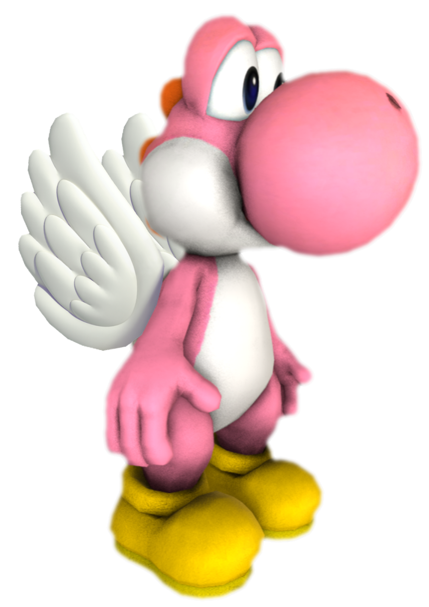 a pink mario is standing on the ground