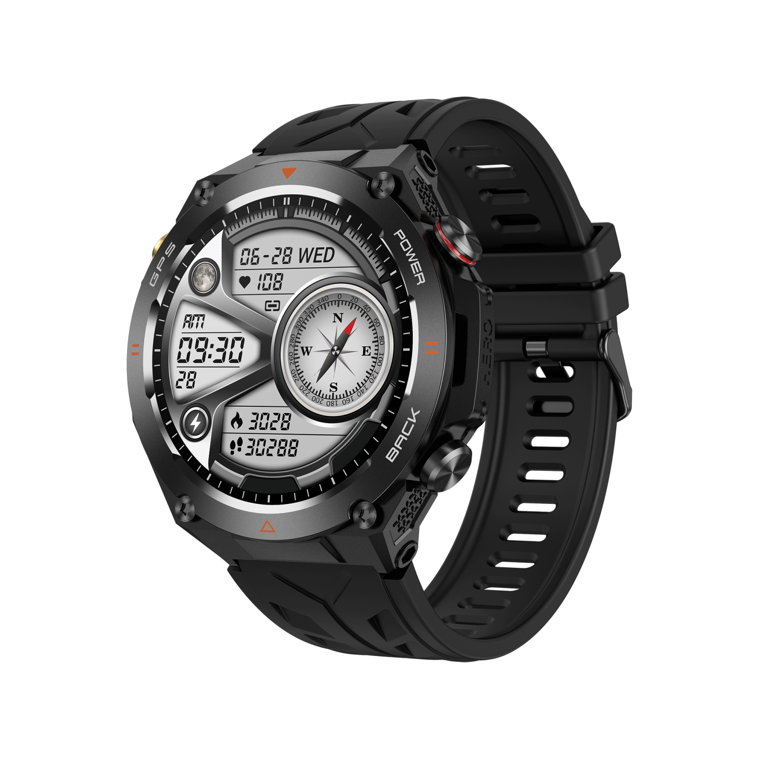 a black watch on a white background