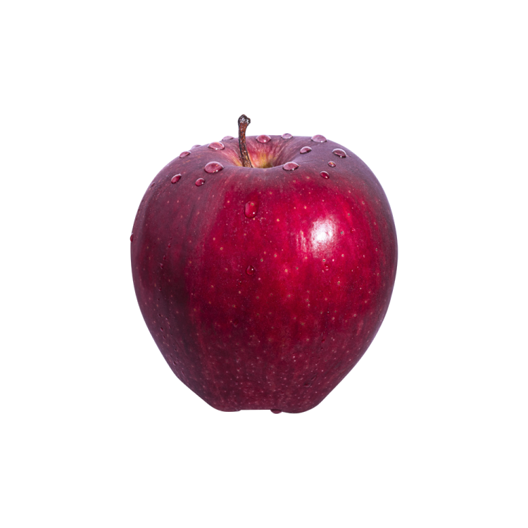 a red apple with water droplets on it