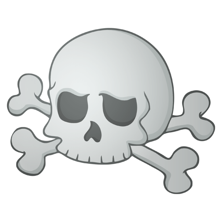 a skull and crossbone on a white background