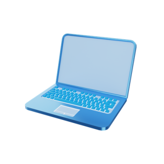 an open laptop computer with a blue keyboard