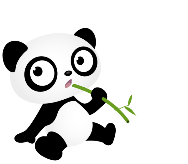 a panda bear holding a bamboo sticker