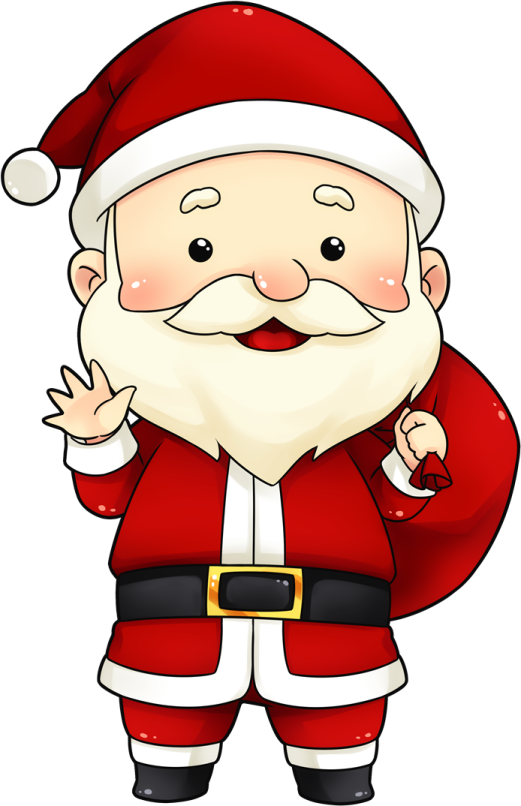 a cartoon santa claus with his hands up