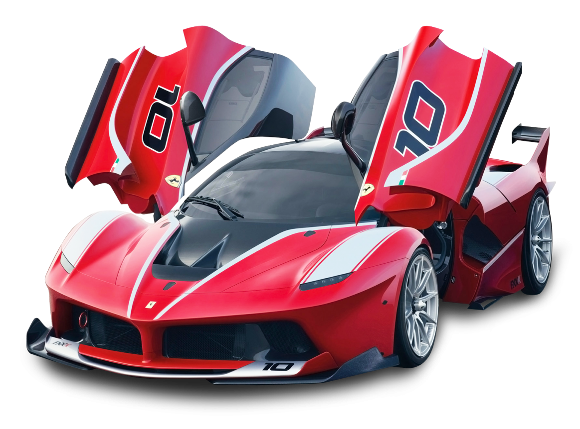 a red sports car with the doors open