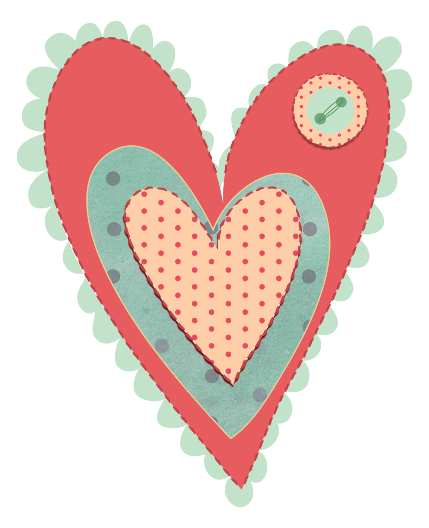 a red heart with polka dots on it