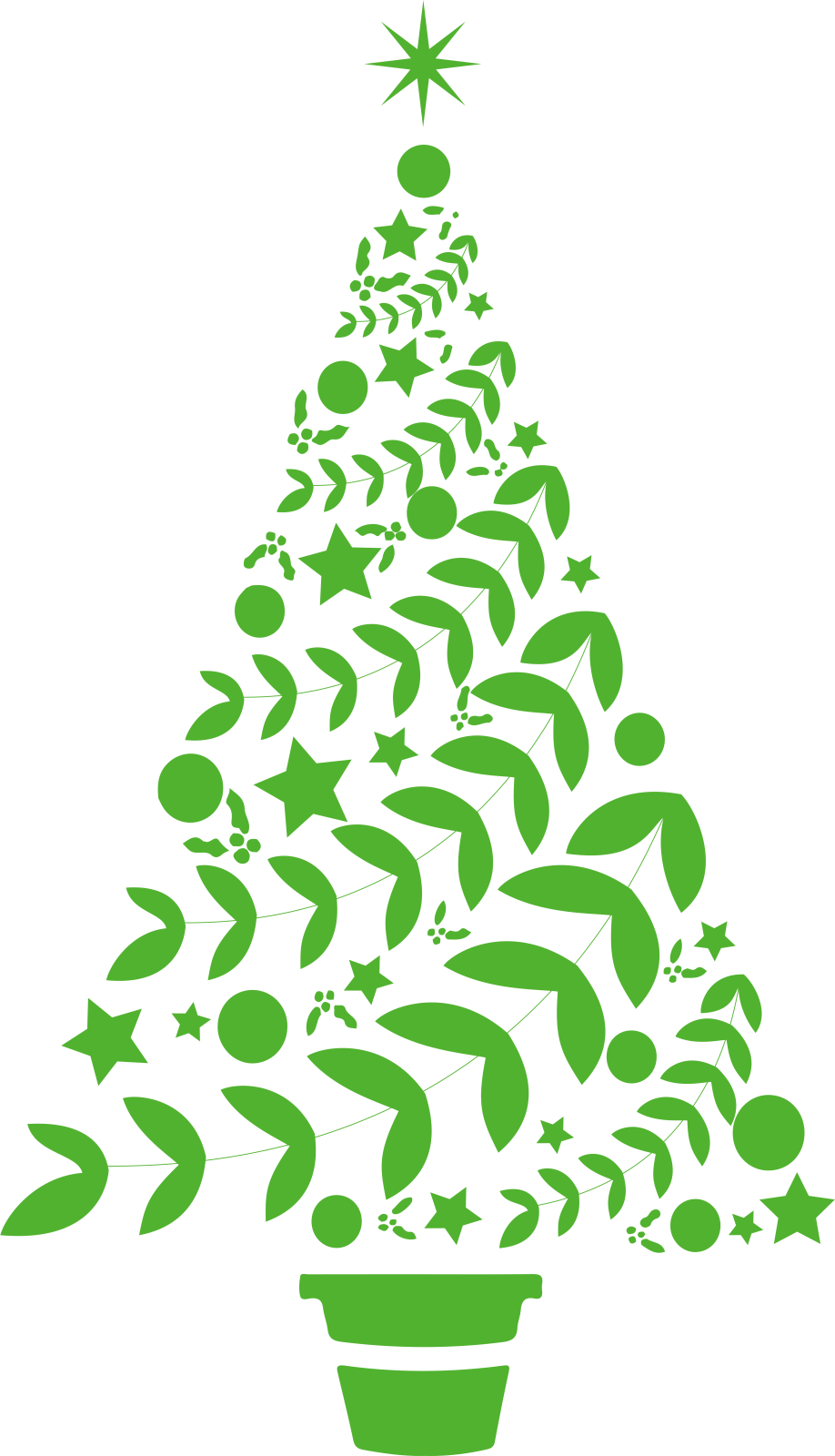 a green christmas tree with stars on it