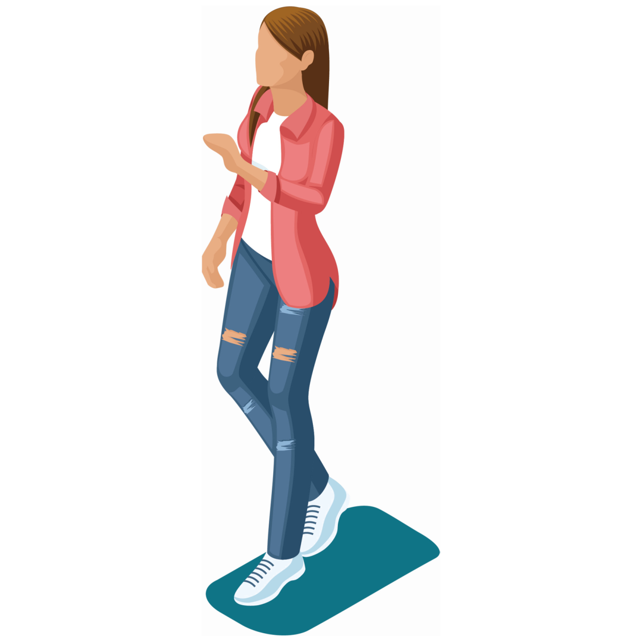 a woman standing with her hands in her pockets