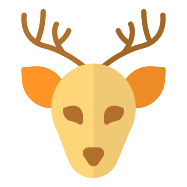 a deer's head with horns
