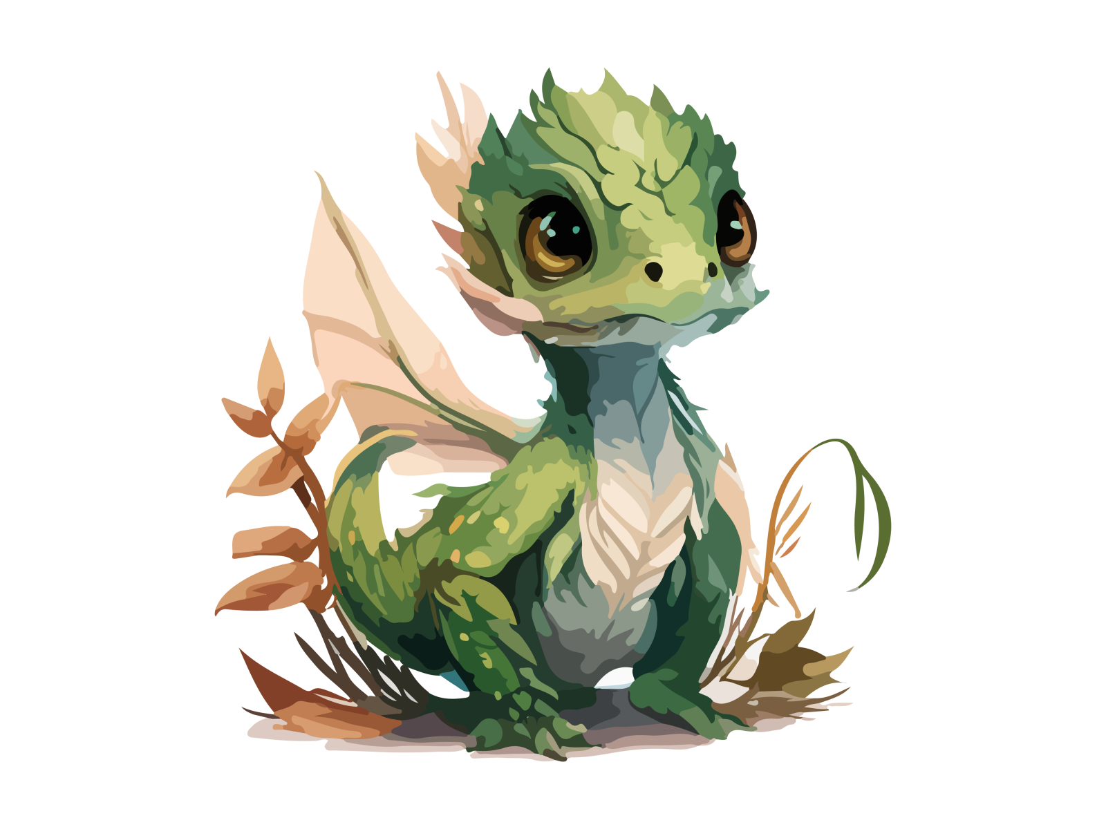 a small green dragon sitting on the ground
