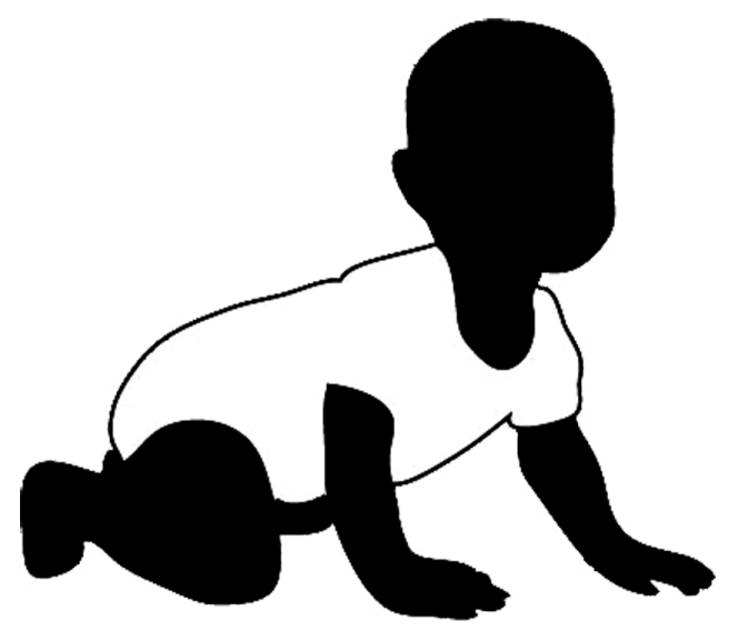 a black and white silhouette of a baby