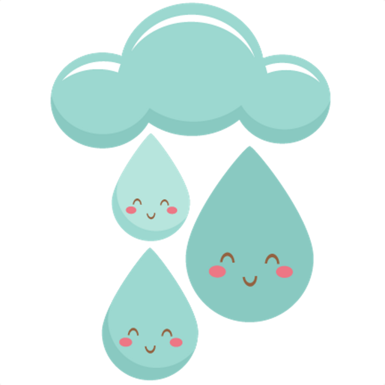a cloud with two raindrops on it