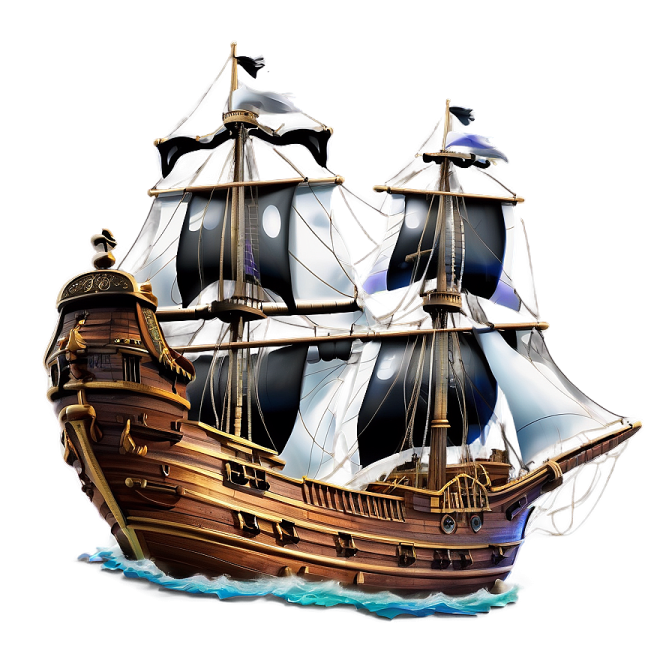 a pirate ship in the ocean