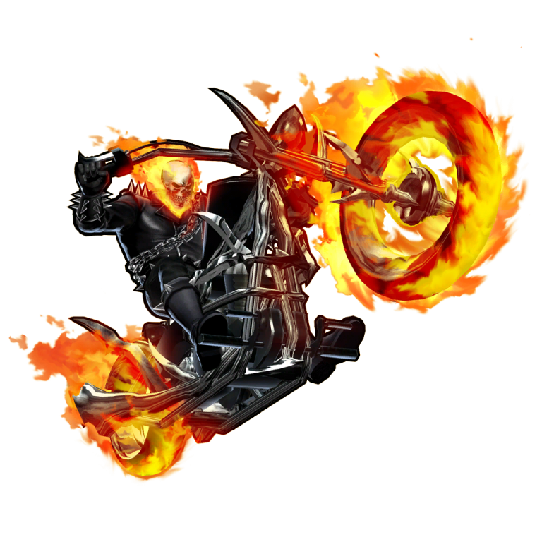 a person on a motorcycle with flames in the air
