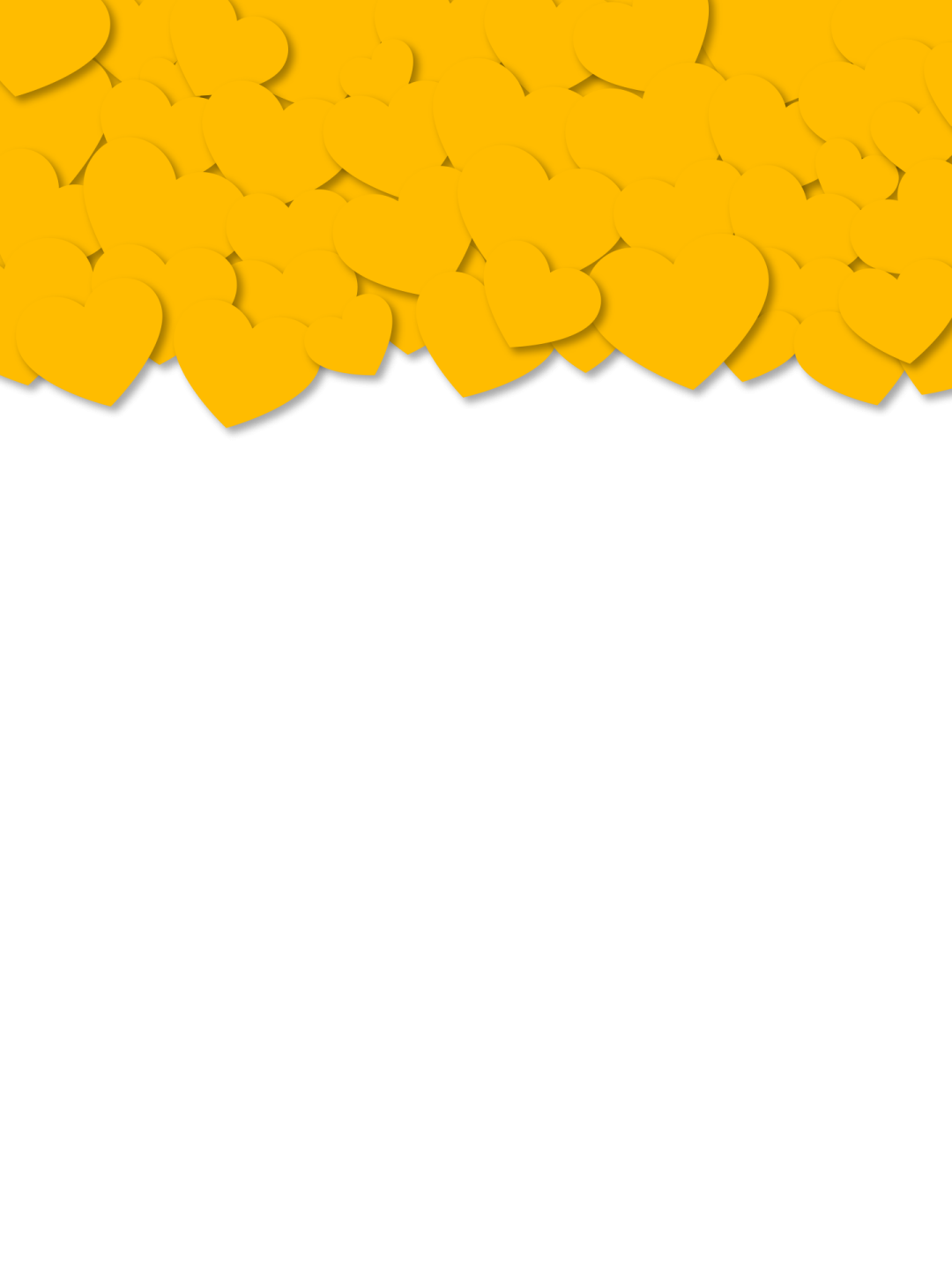 a white background with yellow paper hearts