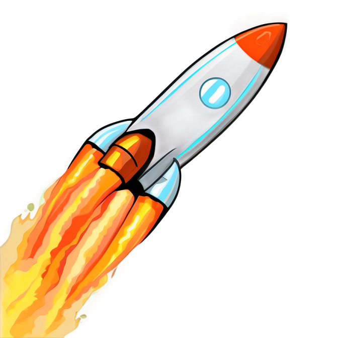 an illustration of a rocket flying through the air