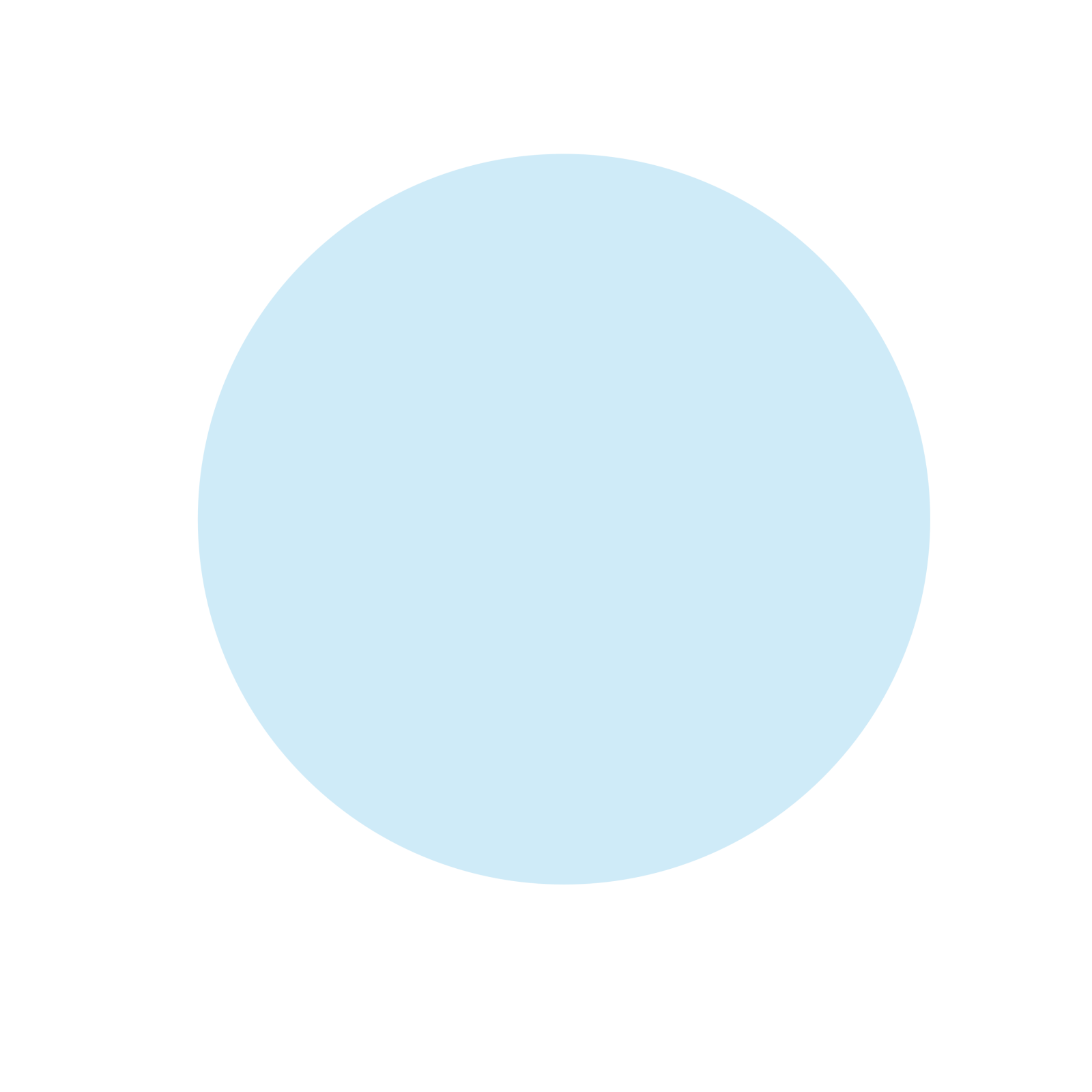 a blue circle with a white background