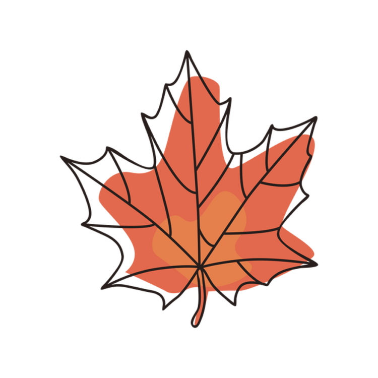 an orange maple leaf on a white background