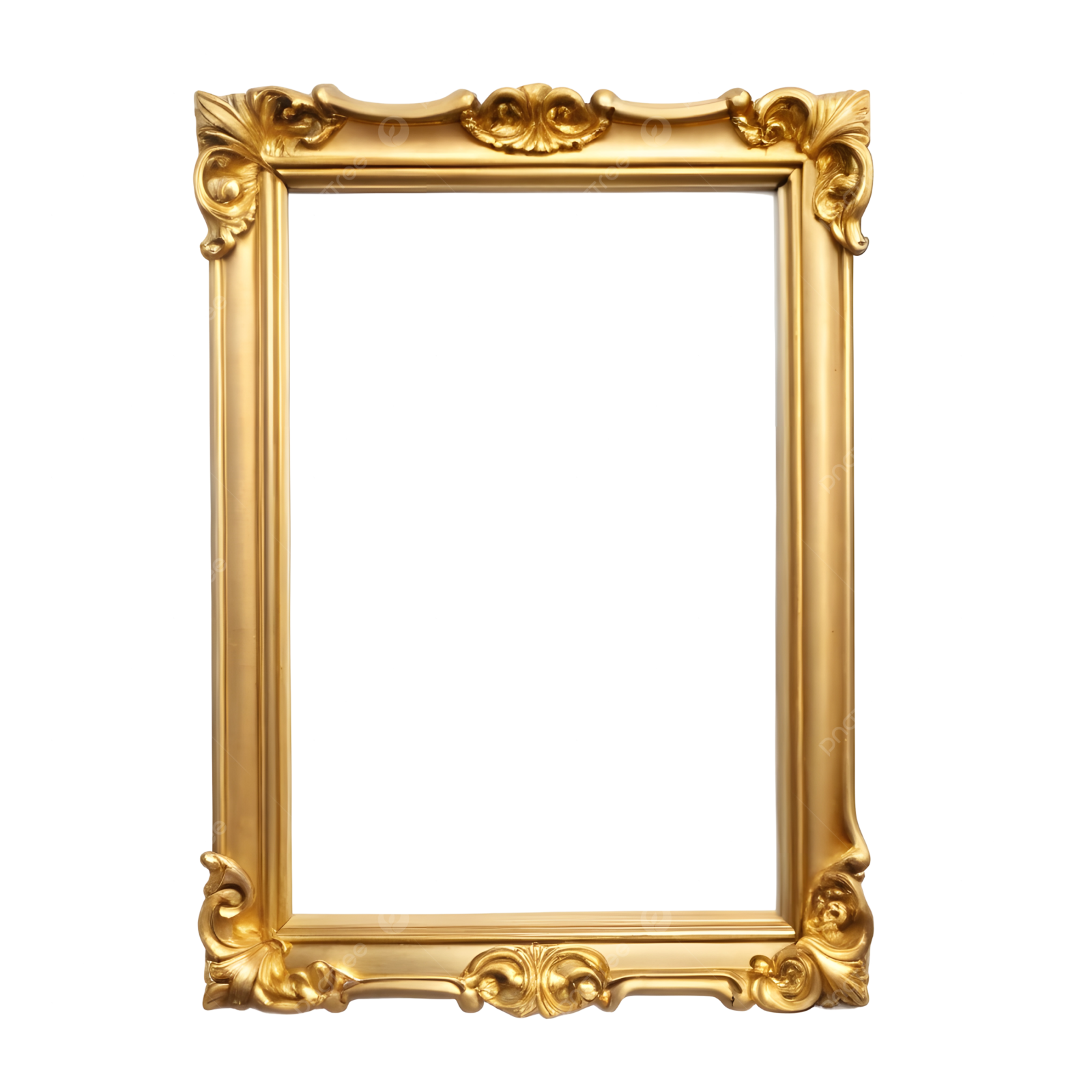 a gold frame on a white background