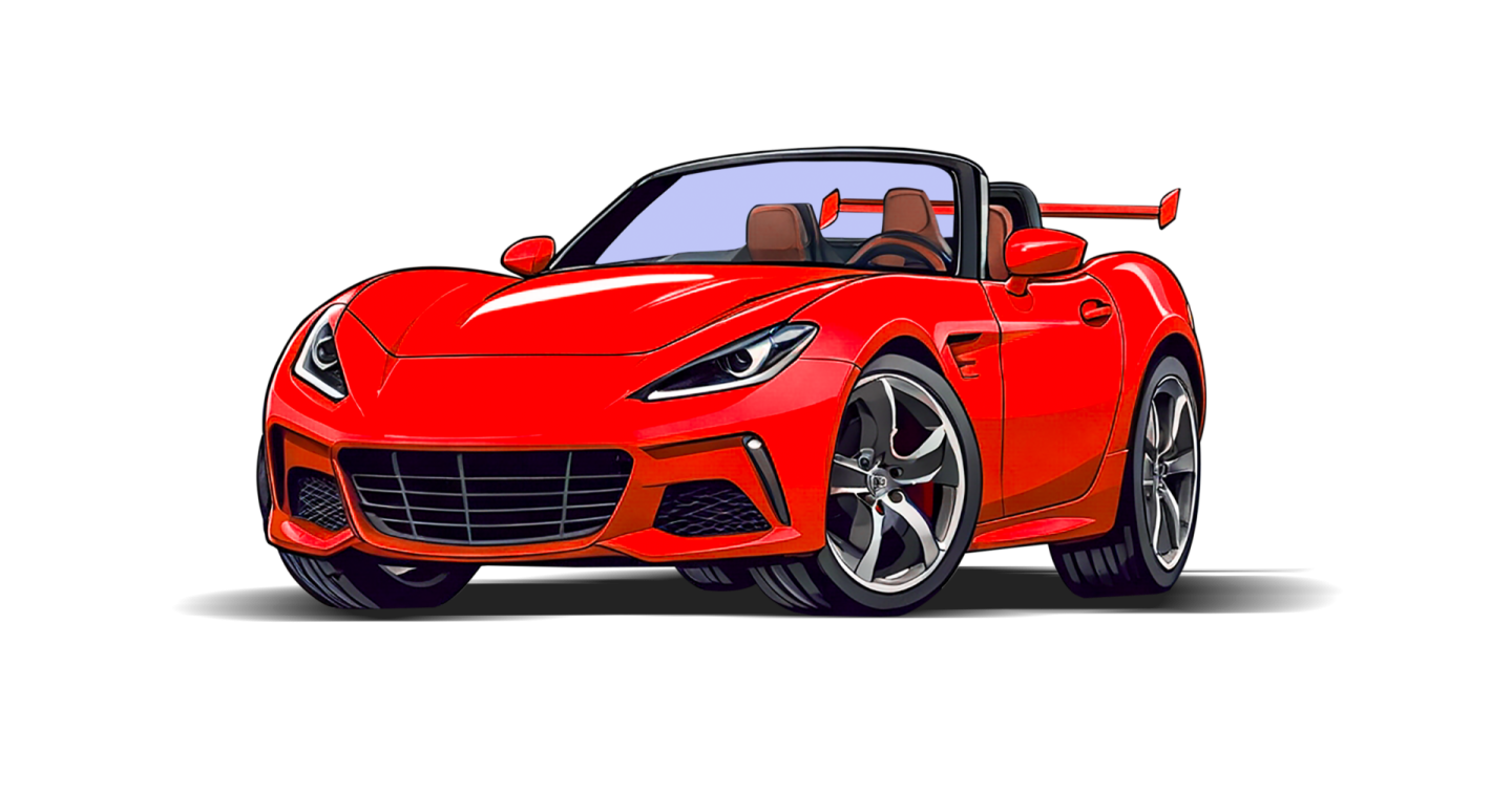 a red sports car on a white background