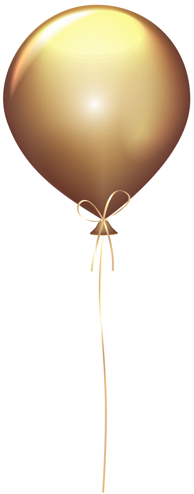 a gold balloon with a ribbon tied around it