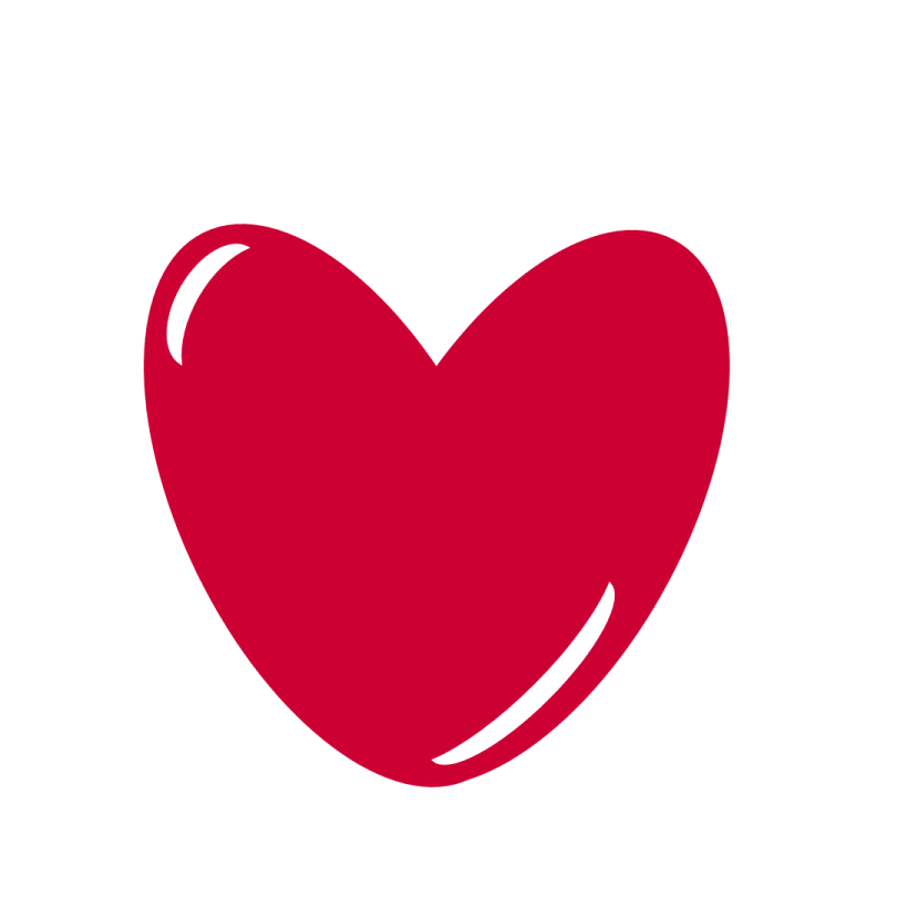 a red heart on a white background