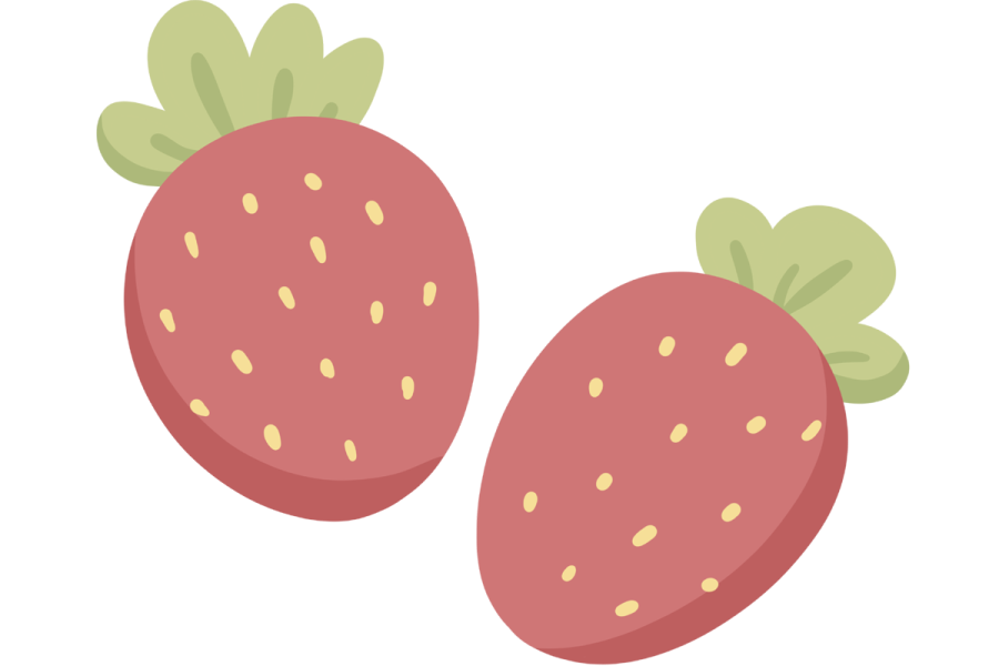 two strawberries on a white background