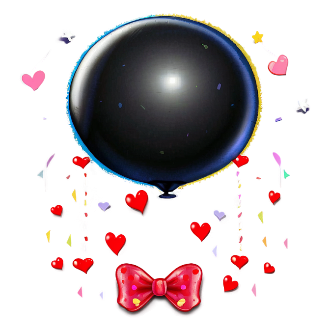 a black balloon with a red bow on it