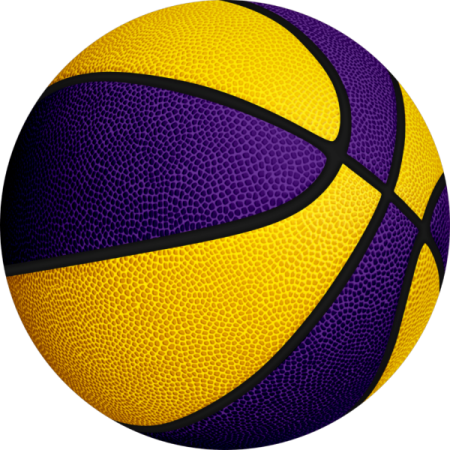 a yellow and purple basketball ball