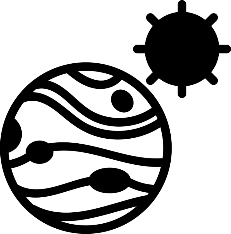a black and white image of the planet