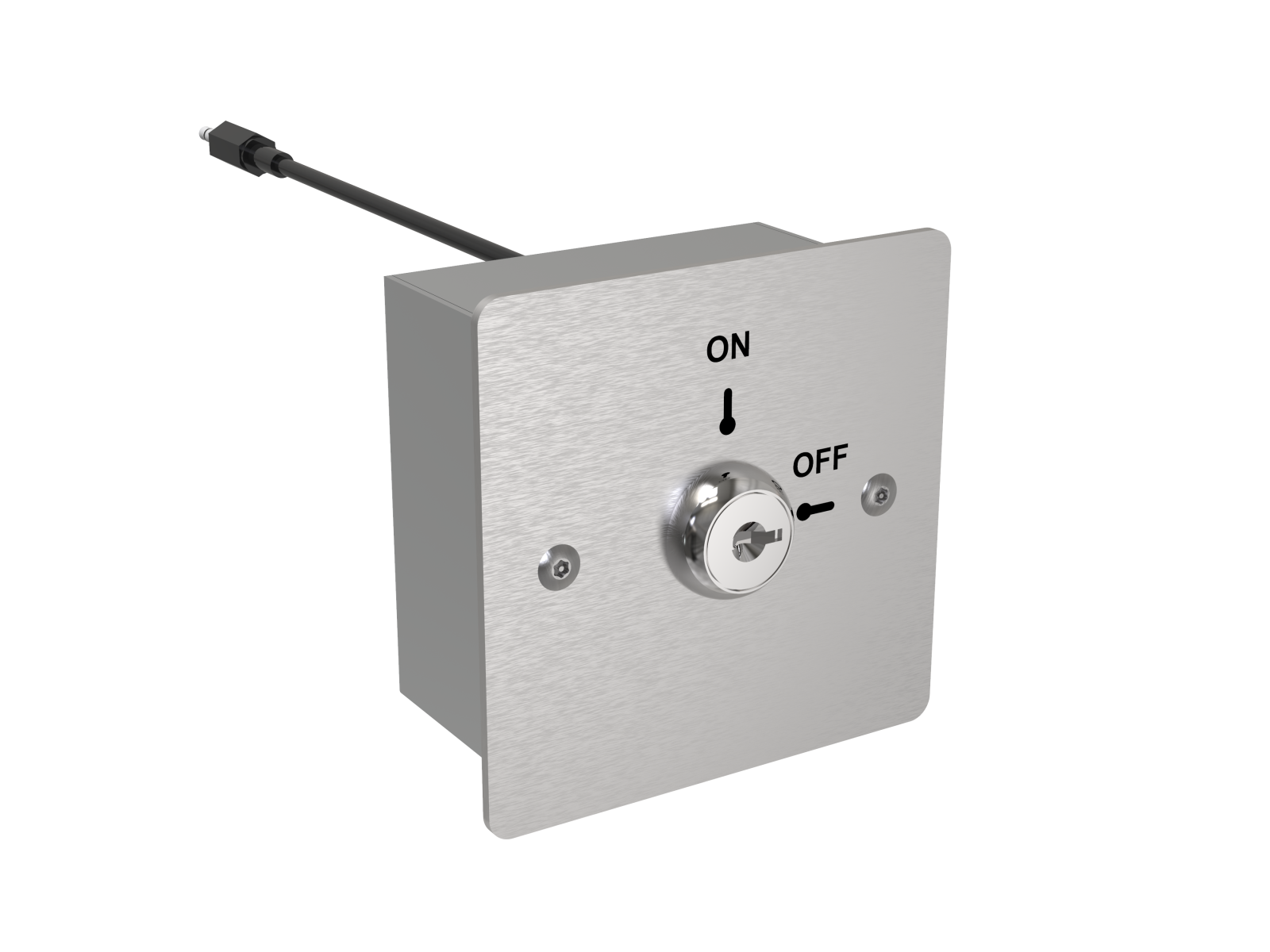 a metal switch box with a black handle