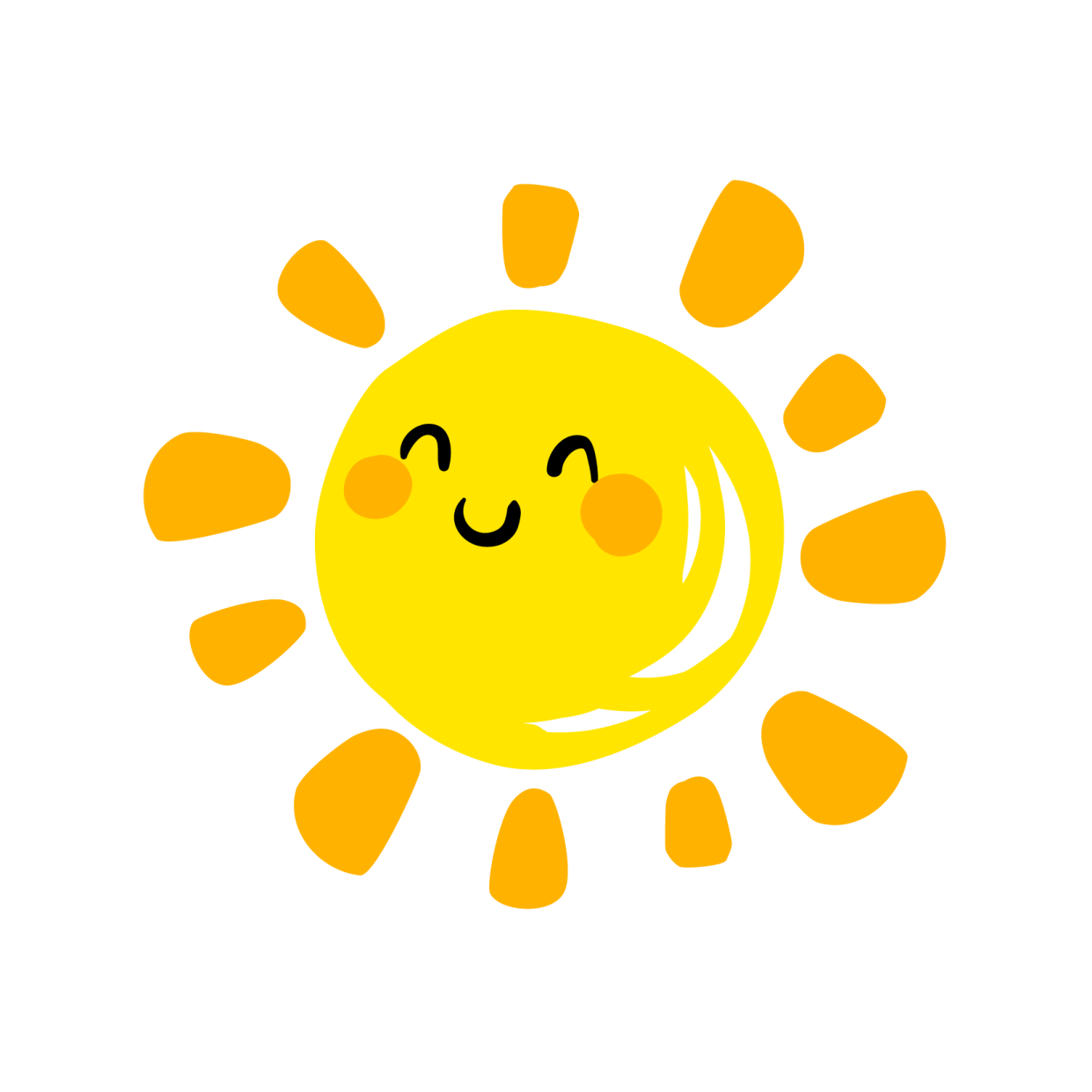 a smiling sun with its eyes closed