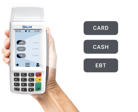 a hand holding a credit card machine