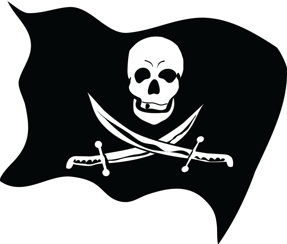 a pirate flag with a skull and crossed swords