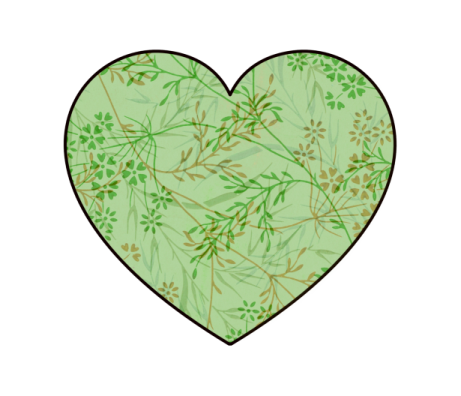 a green heart with leaves on it