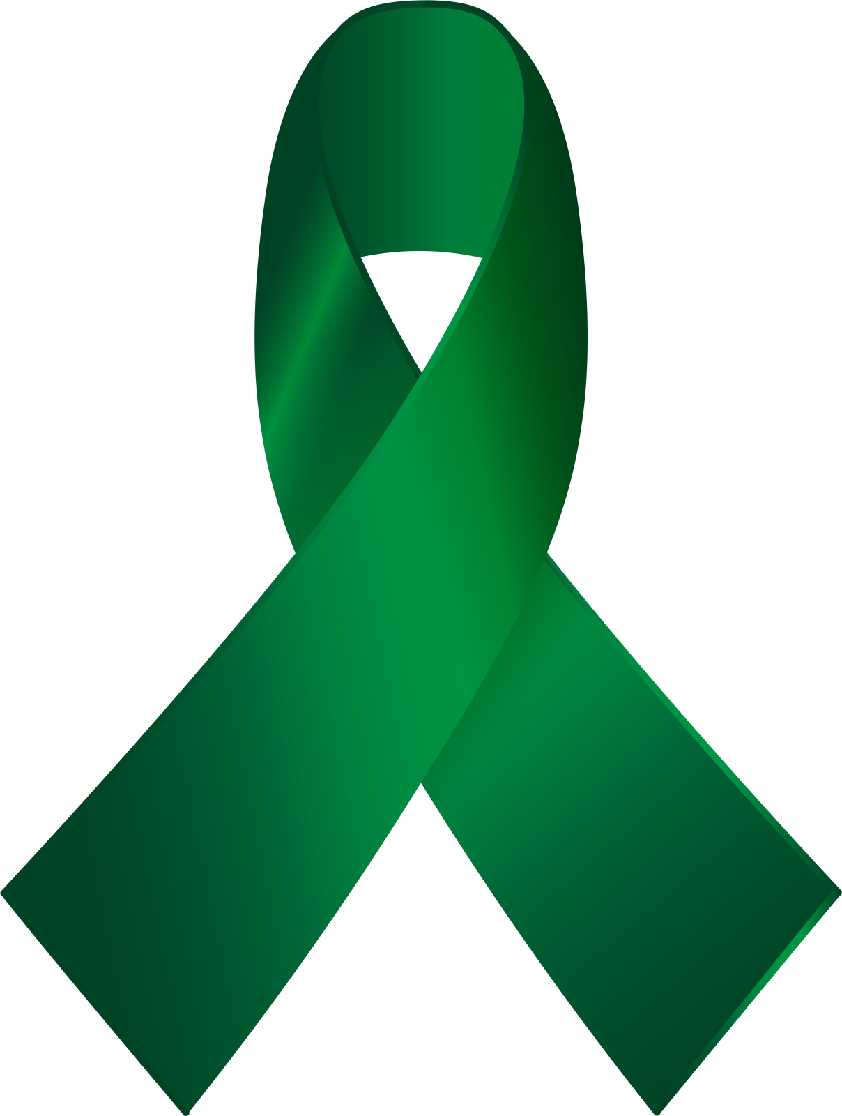 a green ribbon on a white background