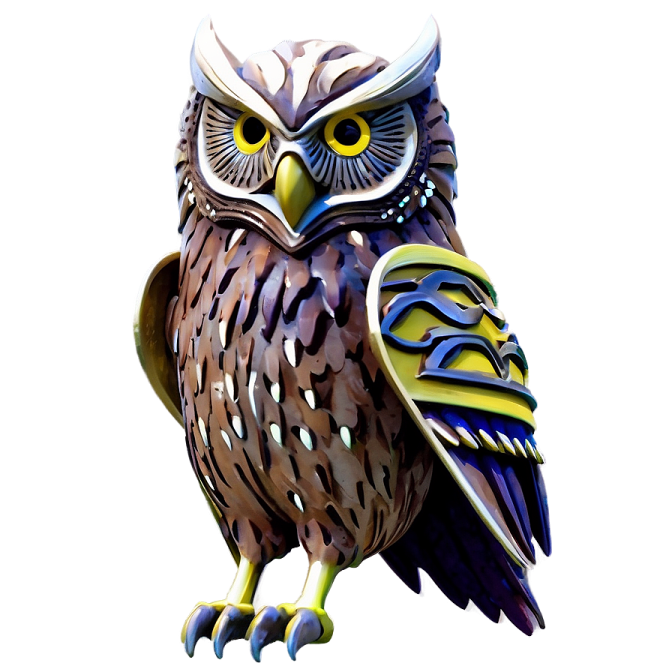an owl is standing on a white background