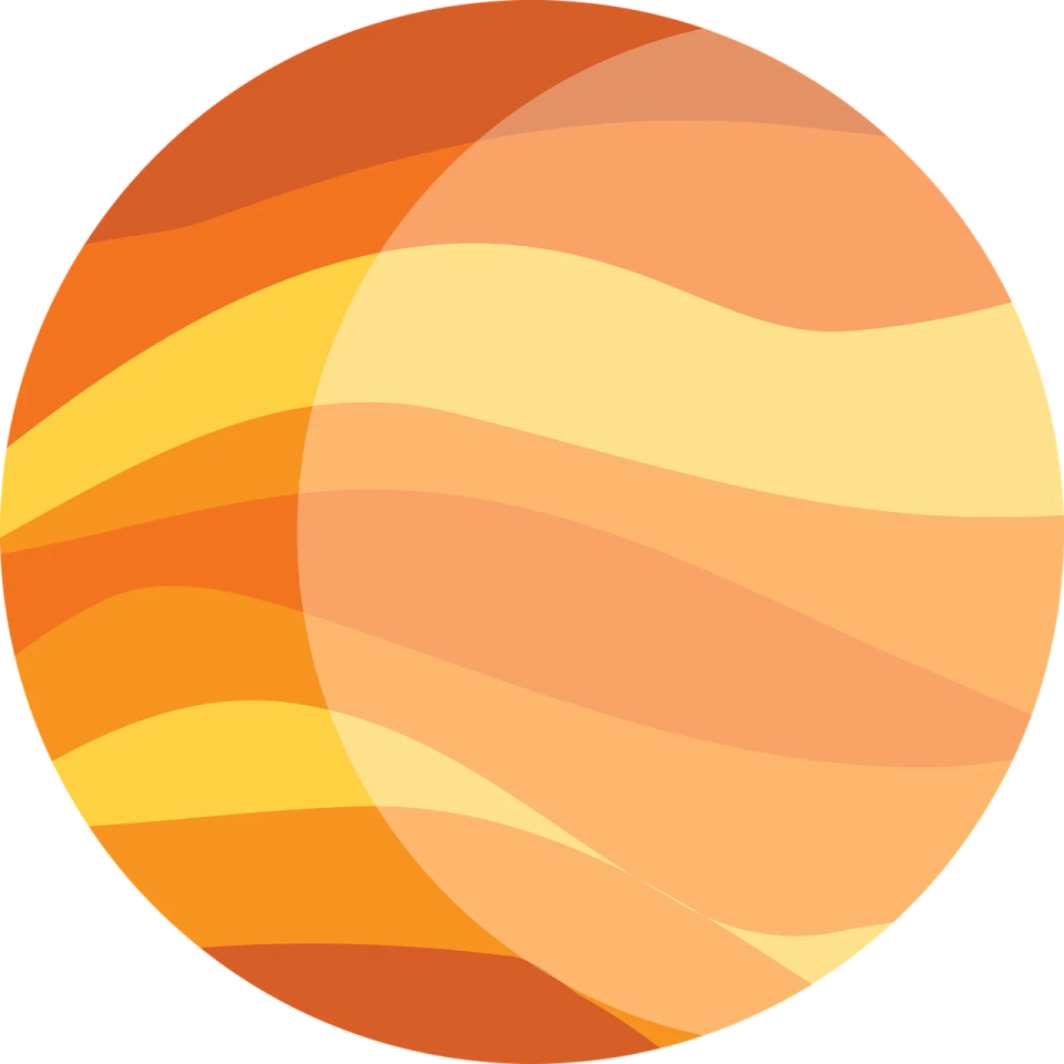 an orange and yellow striped sphere