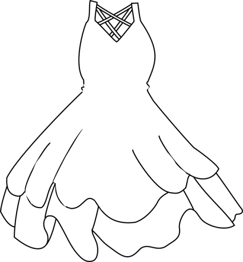 a black and white drawing of a dress