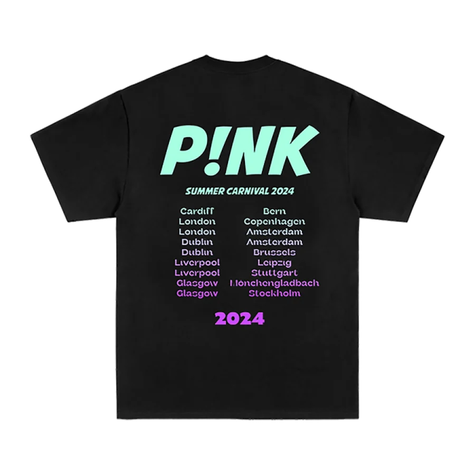 a black t - shirt with the words pnk on it