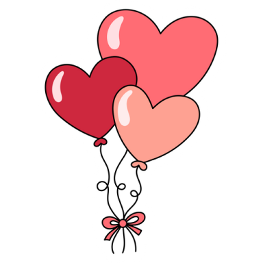 a bunch of red and pink heart balloons