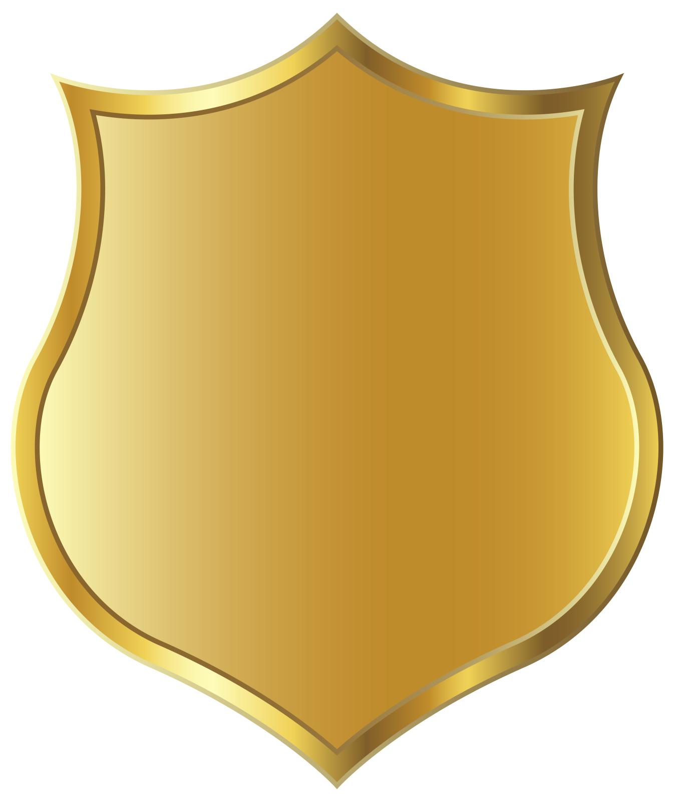 a gold shield with a white background
