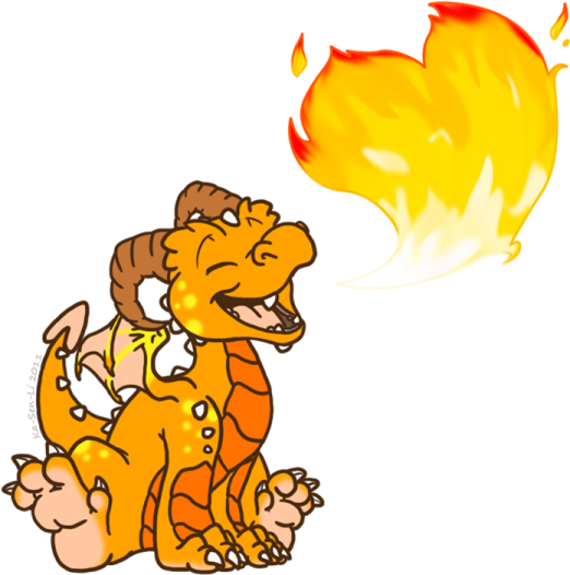 a cartoon dog is sitting in front of a fire