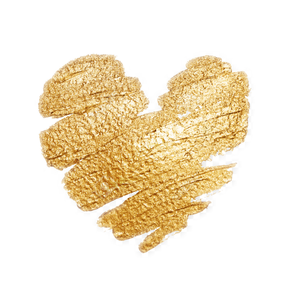 a gold heart on a white background