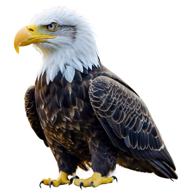 an eagle is standing on a white surface