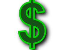 a green dollar sign on a white background