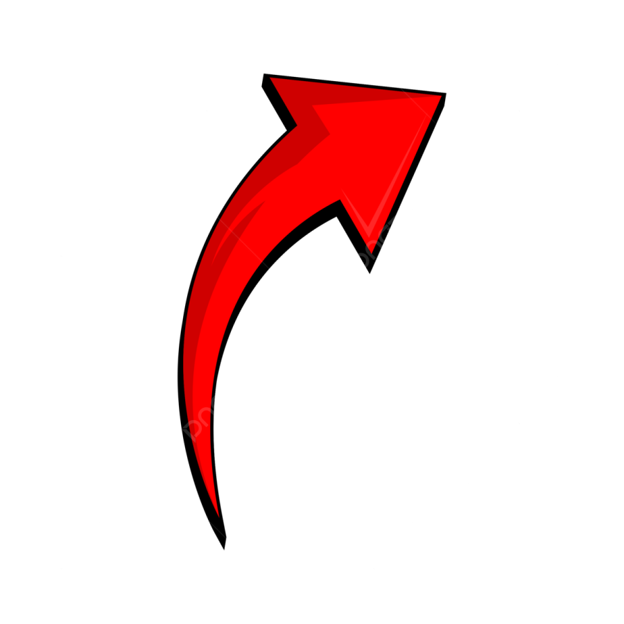 a red arrow icon on white background