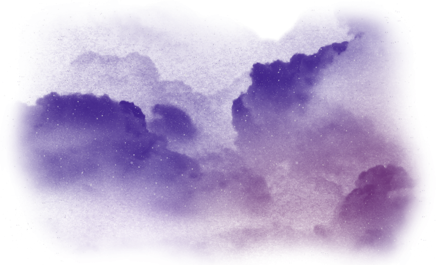 a watercolor painting of clouds and stars