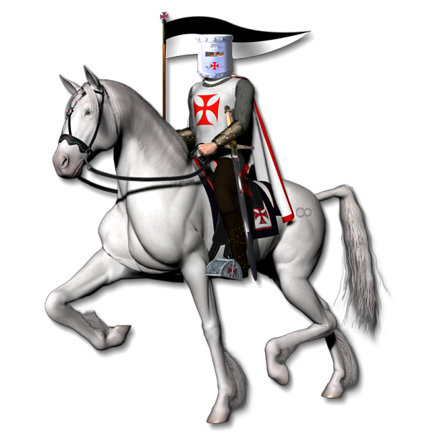 a man riding on the back of a white horse